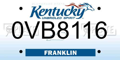 0VB8116 Kentucky License Plate