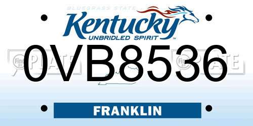 0VB8536 Kentucky License Plate