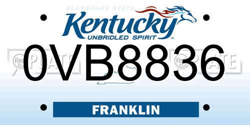 0VB8836 Kentucky License Plate