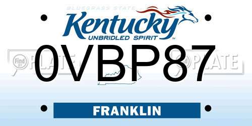 0VBP87 Kentucky License Plate