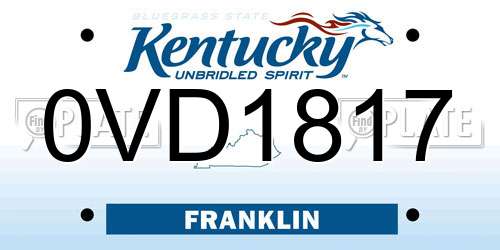 0VD1817 Kentucky License Plate