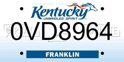 0VD8964 Kentucky License Plate