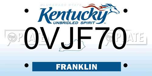 0VJF70 Kentucky License Plate