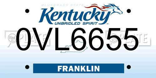 0VL6655 Kentucky License Plate