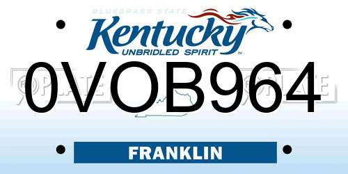 0VOB964 Kentucky License Plate
