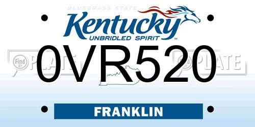 0VR520 Kentucky License Plate