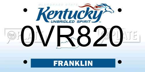 0VR820 Kentucky License Plate