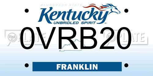 0VRB20 Kentucky License Plate