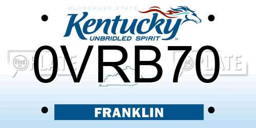 0VRB70 Kentucky License Plate