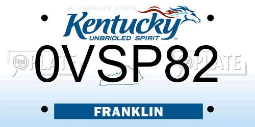 0VSP82 Kentucky License Plate
