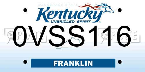 0VSS116 Kentucky License Plate