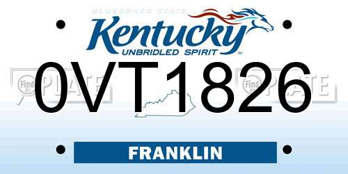 0VT1826 Kentucky License Plate