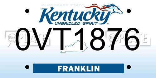 0VT1876 Kentucky License Plate