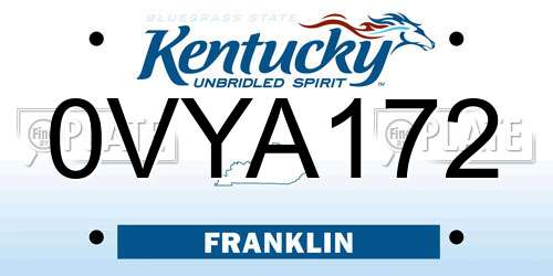 0VYA172 Kentucky License Plate