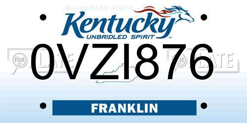 0VZI876 Kentucky License Plate