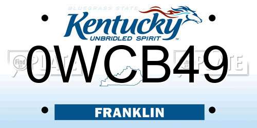0WCB49 Kentucky License Plate