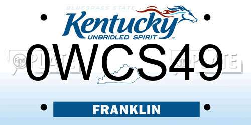 0WCS49 Kentucky License Plate
