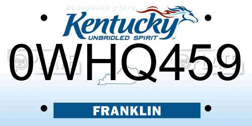 0WHQ459 Kentucky License Plate