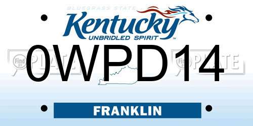 0WPD14 Kentucky License Plate