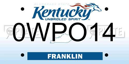 0WPO14 Kentucky License Plate