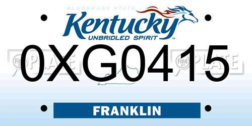 0XG0415 Kentucky License Plate