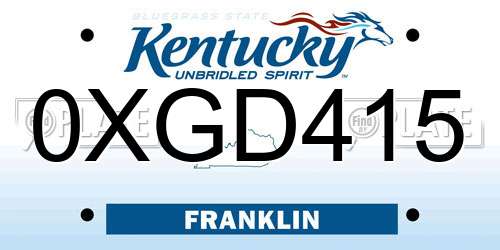 0XGD415 Kentucky License Plate