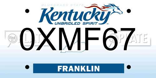 0XMF67 Kentucky License Plate