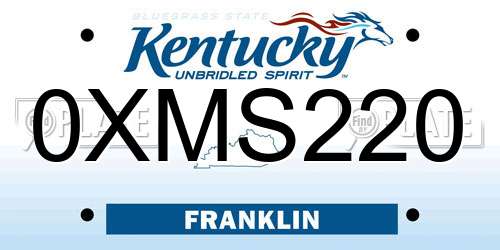 0XMS220 Kentucky License Plate