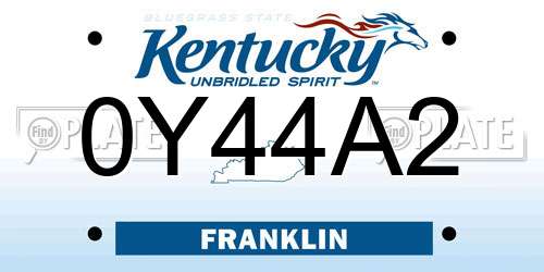 0Y44A2 Kentucky License Plate
