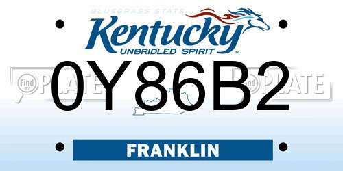 0Y86B2 Kentucky License Plate