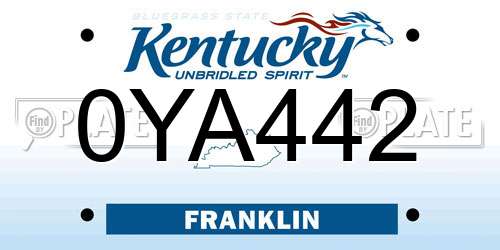 0YA442 Kentucky License Plate