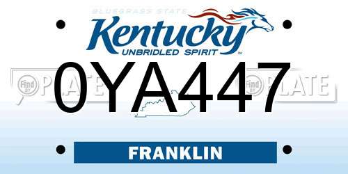 0YA447 Kentucky License Plate