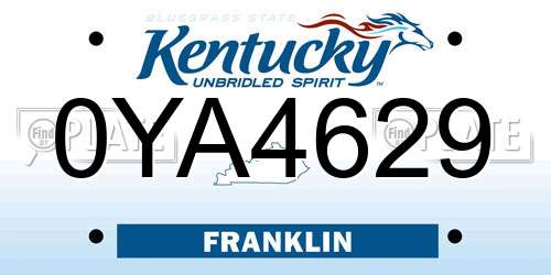 0YA4629 Kentucky License Plate