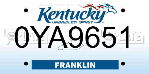 0YA9651 Kentucky License Plate