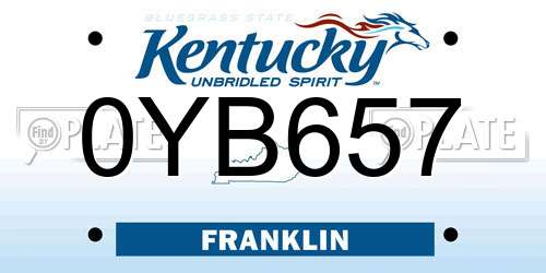 0YB657 Kentucky License Plate