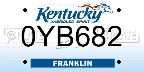 0YB682 Kentucky License Plate