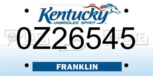 0Z26545 Kentucky License Plate