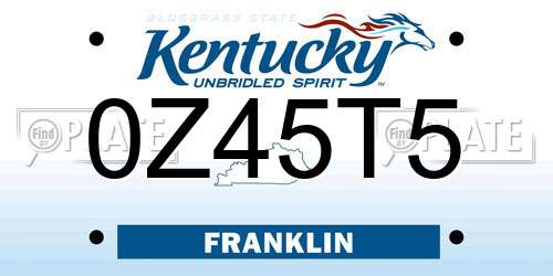 0Z45T5 Kentucky License Plate