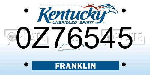 0Z76545 Kentucky License Plate