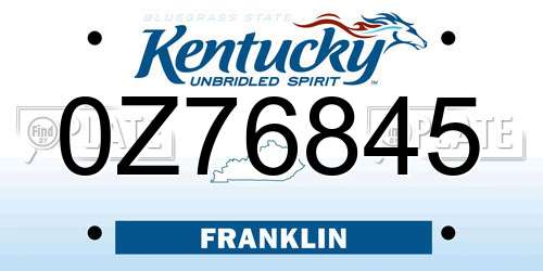 0Z76845 Kentucky License Plate