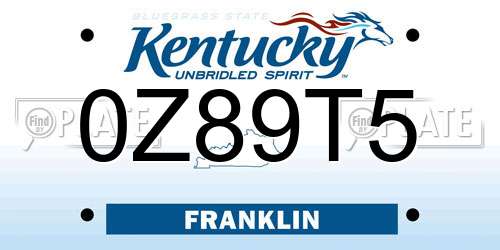 0Z89T5 Kentucky License Plate