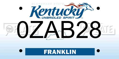 0ZAB28 Kentucky License Plate