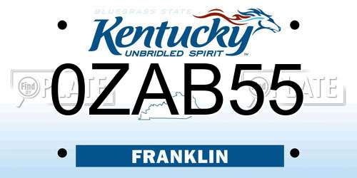 0ZAB55 Kentucky License Plate