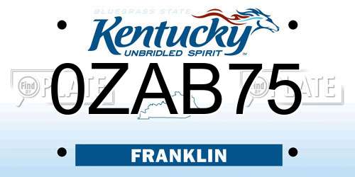 0ZAB75 Kentucky License Plate