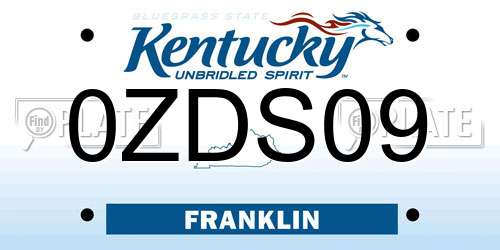 0ZDS09 Kentucky License Plate