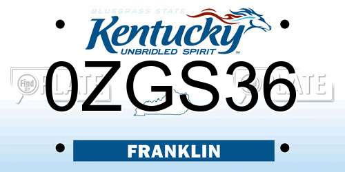 0ZGS36 Kentucky License Plate