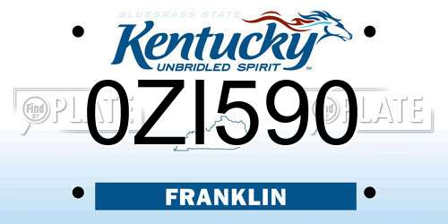 0ZI590 Kentucky License Plate
