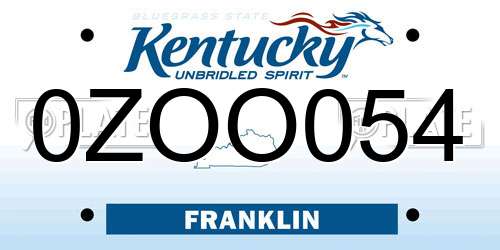 0ZOO054 Kentucky License Plate