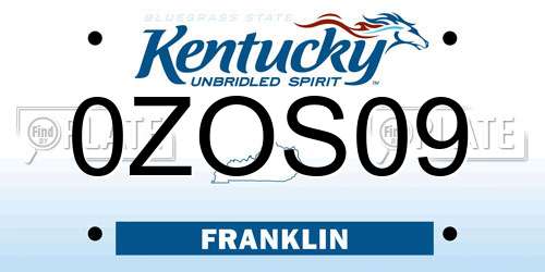 0ZOS09 Kentucky License Plate