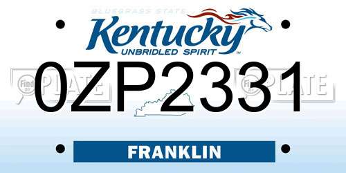 0ZP2331 Kentucky License Plate